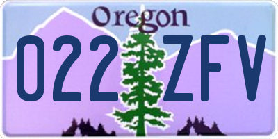 OR license plate 022ZFV