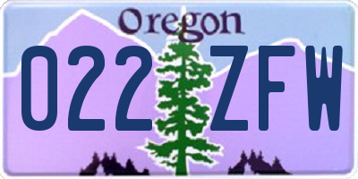 OR license plate 022ZFW