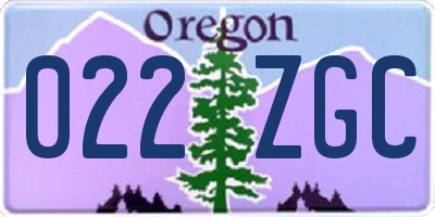 OR license plate 022ZGC
