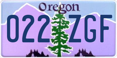 OR license plate 022ZGF