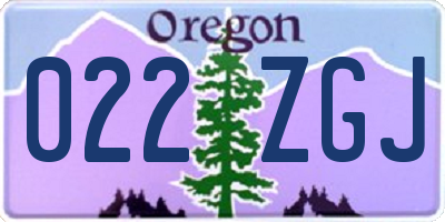 OR license plate 022ZGJ