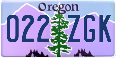 OR license plate 022ZGK