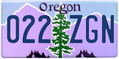 OR license plate 022ZGN