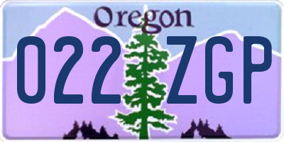 OR license plate 022ZGP