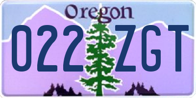 OR license plate 022ZGT