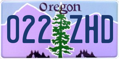 OR license plate 022ZHD