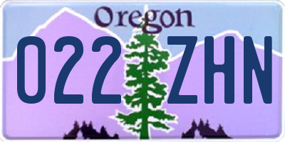 OR license plate 022ZHN