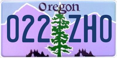 OR license plate 022ZHO
