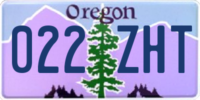 OR license plate 022ZHT