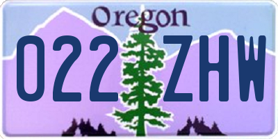 OR license plate 022ZHW