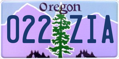 OR license plate 022ZIA