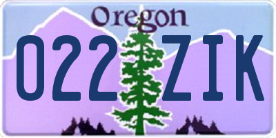 OR license plate 022ZIK