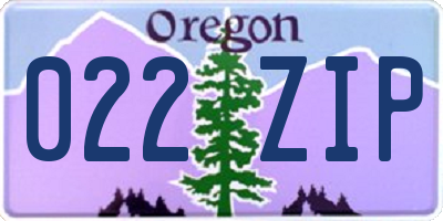 OR license plate 022ZIP