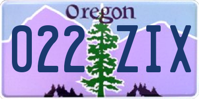 OR license plate 022ZIX