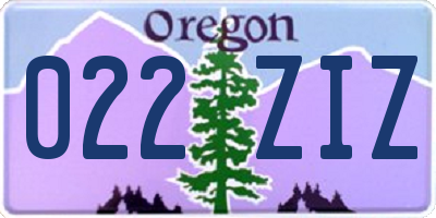 OR license plate 022ZIZ