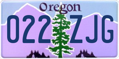 OR license plate 022ZJG