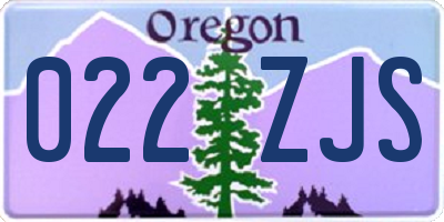 OR license plate 022ZJS
