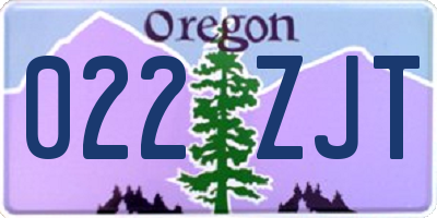 OR license plate 022ZJT