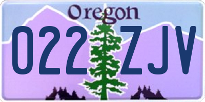 OR license plate 022ZJV