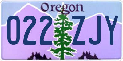 OR license plate 022ZJY