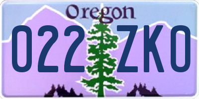 OR license plate 022ZKO