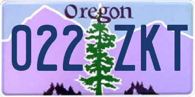 OR license plate 022ZKT