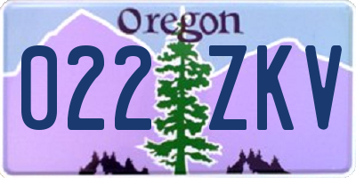 OR license plate 022ZKV