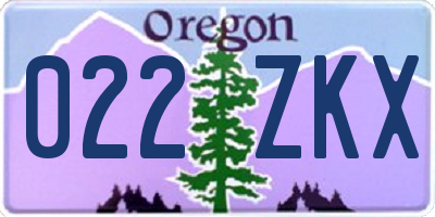 OR license plate 022ZKX