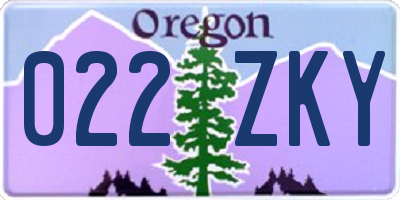 OR license plate 022ZKY