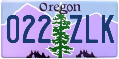 OR license plate 022ZLK