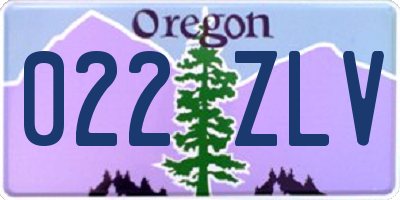 OR license plate 022ZLV