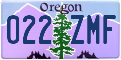 OR license plate 022ZMF