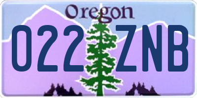 OR license plate 022ZNB