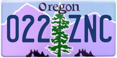 OR license plate 022ZNC