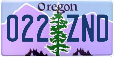 OR license plate 022ZND