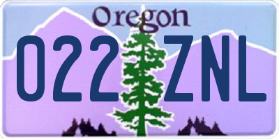 OR license plate 022ZNL