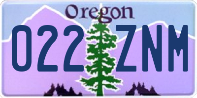 OR license plate 022ZNM