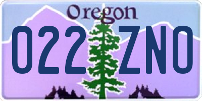 OR license plate 022ZNO