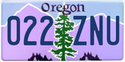 OR license plate 022ZNU