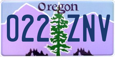 OR license plate 022ZNV