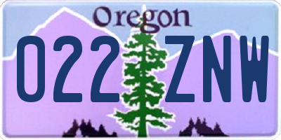 OR license plate 022ZNW