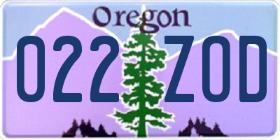 OR license plate 022ZOD