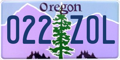 OR license plate 022ZOL