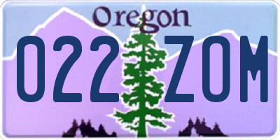 OR license plate 022ZOM