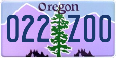 OR license plate 022ZOO