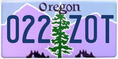 OR license plate 022ZOT
