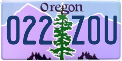 OR license plate 022ZOU