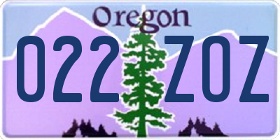 OR license plate 022ZOZ