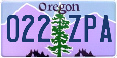 OR license plate 022ZPA