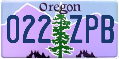 OR license plate 022ZPB